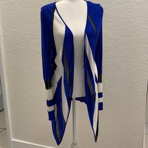 INC open sweater shrug blue white black